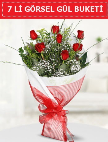 7 adet kırmızı gül buketi Aşk budur  Çorum ucuz çiçek gönder 